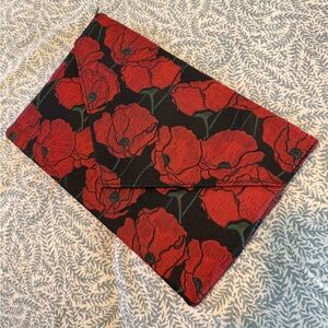 Anthropologie Floral Red and Black Clutch